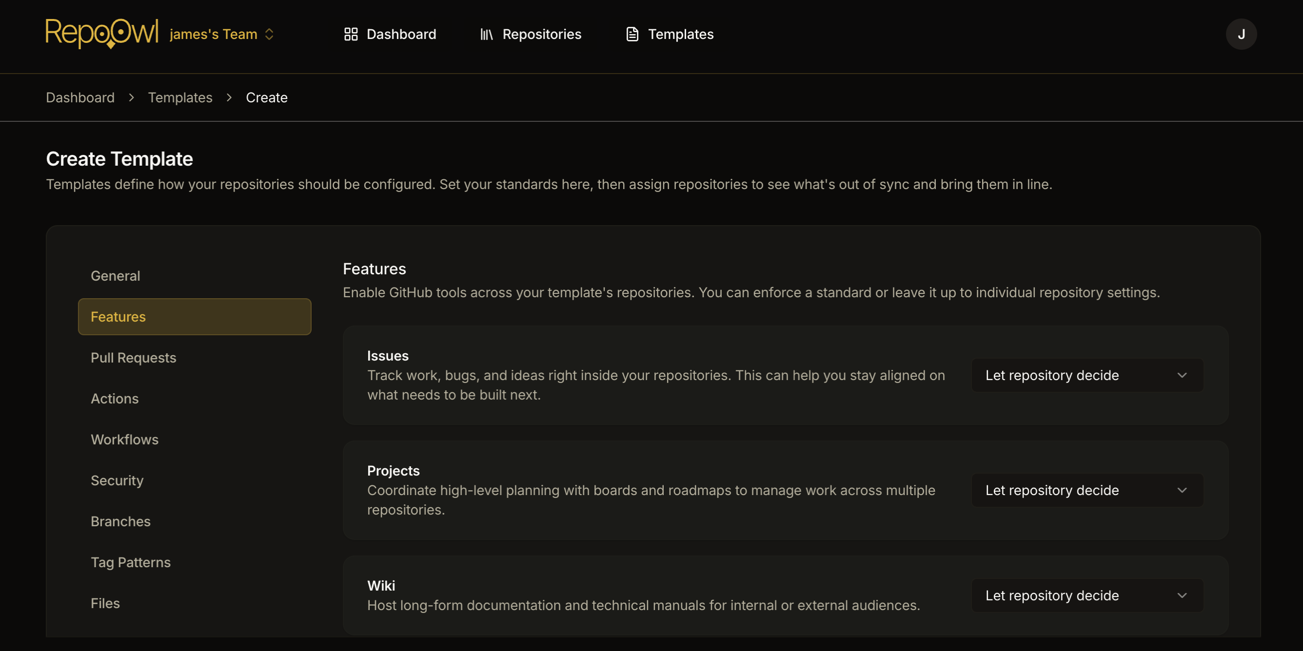 RepoOwl template view